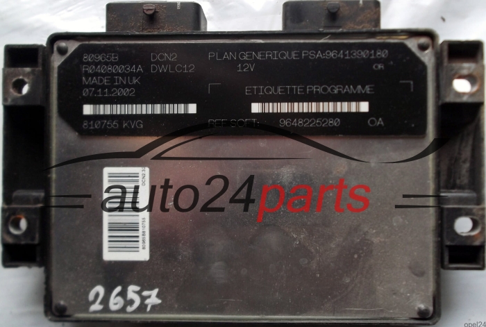 ECU ENGINE CONTROLLER CITROEN PEUGEOT 1.9 LUCAS R04080034A PSA 9641390180 SOFT 9648225280, DCN2 DWLC12