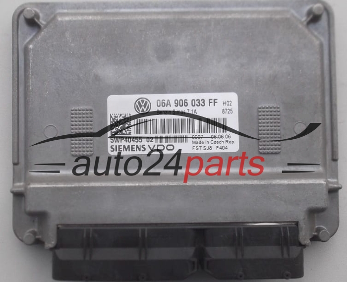 ECU ENGINE CONTROLLER SEAT LEON 1.6 06A 906 033 FF, 06A906033FF, SIEMENS 5WP40455 02, 5WP4045502, SIMOS 7.1A 