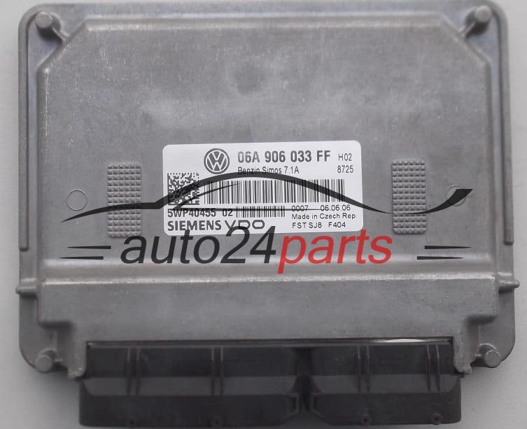 ECU ENGINE CONTROLLER SEAT LEON 1.6 06A 906 033 FF, 06A906033FF, SIEMENS 5WP40455 02, 5WP4045502, SIMOS 7.1A 