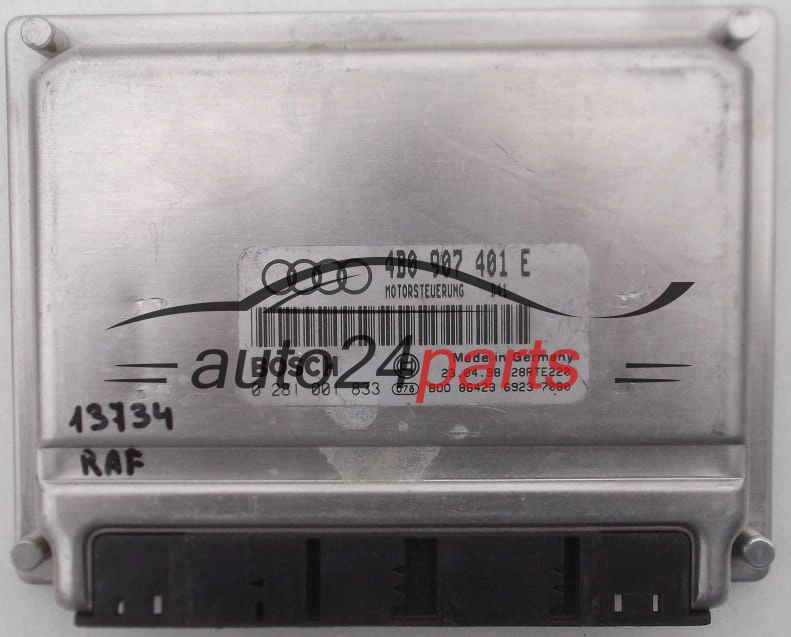 KOMPUTER STEROWNIK SILNIKA AUDI A6 2.5 TDI 4B0907401E, 4B0 907 401 E, BOSCH 0281001833, 0 281 001 833 MOTORSTEUERUNG D41 28RTE220