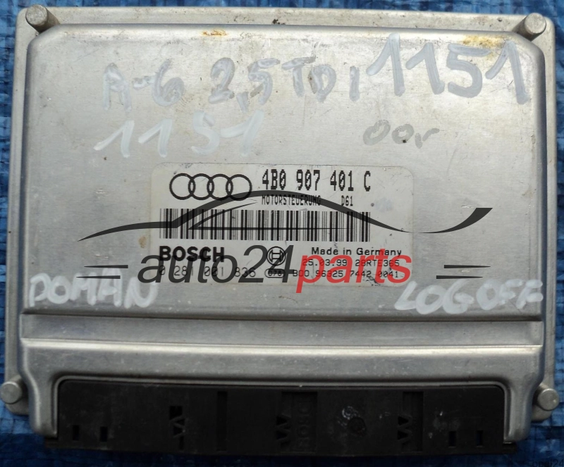 CALCULATEUR MOTEUR AUDI A6 2.5 TDI AKN 4B0 907 401 C, 4B0907401C, BOSCH 0 281 001 836, 0281001836