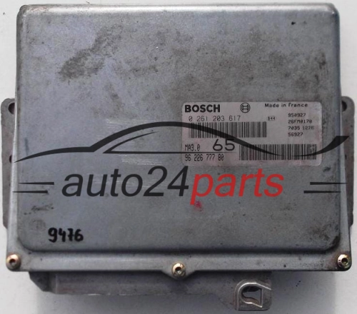 KOMPUTER STEROWNIK SILNIKA CITOREN AX, PEUGEOT 106 1.0, BOSCH 0 261 203 617, 0261203617, 96 226 777 80, 9622677780, MA3.0 65 