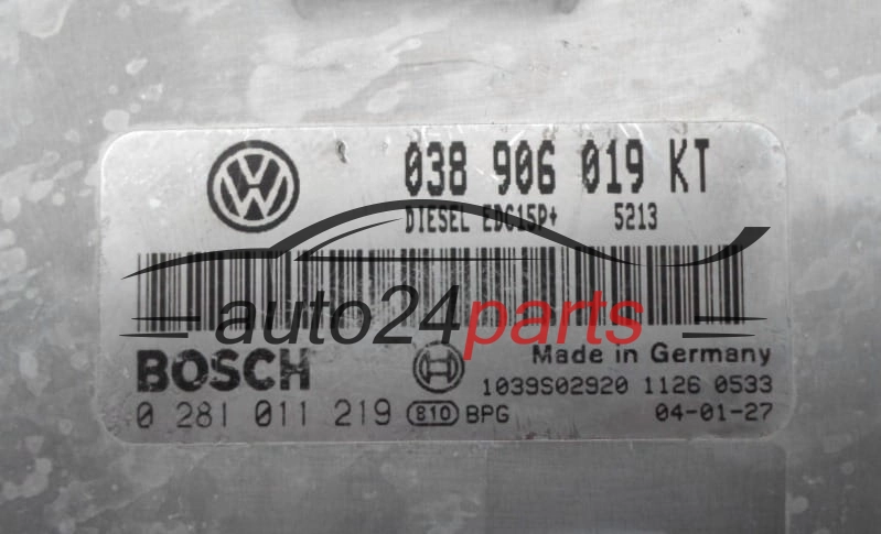 Centralita de motor Seat Ibiza Skoda Fabia 1.9 TDI 038906019KT Bosch 0281011219 Diésel EDC15P+ 5213 1039S02920