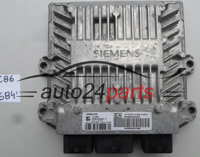 CITROEN PEUGEOT 1.4 HDI SIEMENS VDO 5WS40285C-T, 5WS40285CT, SW9660300280, HW9653451880, SID806 