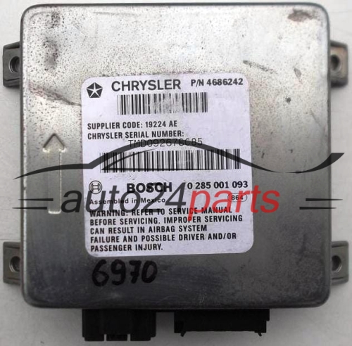 STEROWNIK MODUL PODUSZEK POWIETRZNYCH CHRYSLER VOYAGER BOSCH 0 285 001 093, 0285001093, 4686242 - 6970, C675
