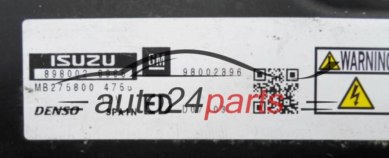 ECU CENTRALITA DE MOTOR  OPEL MERIVA 1.7 CDTI Denso MB2758004755, GM 98002896,  8980028965