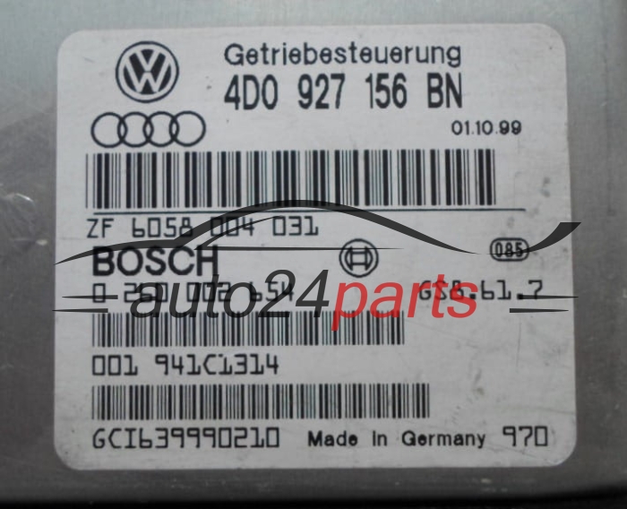Computador caixa de velocidades automática  AUDI S8 D2 BOSCH 0260002654, 4D0927156BN 
