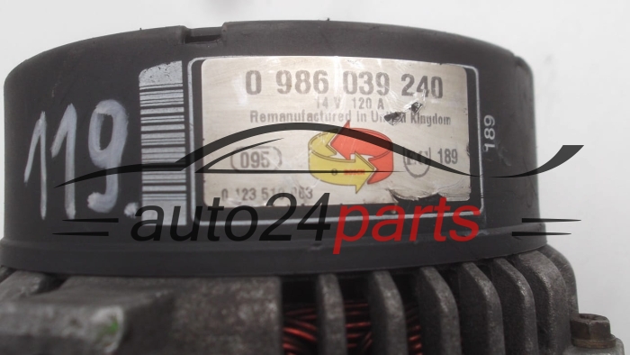 Alternator  OPEL OMEGA B VECTRA B FRONTERA 2.2 X22XE BOSCH 0 123 510 063,  0 986 039 240