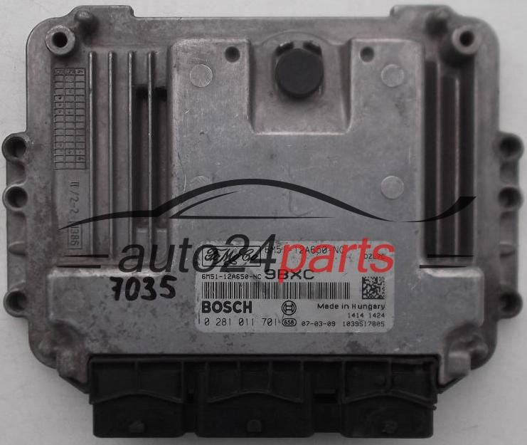 Μονάδα Ελέγχου Κινητήρα FORD FOCUS 1.6 TDCI BOSCH 0 281 011 701, 0281011701, 6M51-12A650-NC, 6M5112A650NC