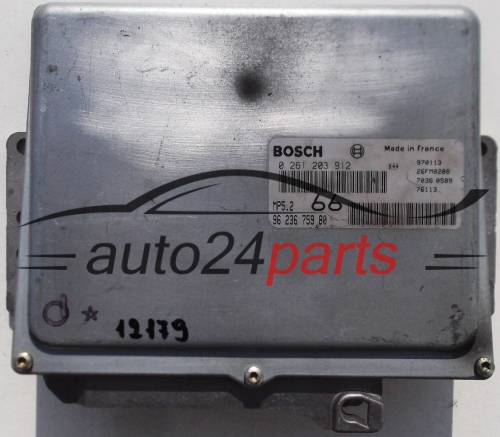KOMPUTER STEROWNIK SILNIKA PEUGEOT 306, CITROEN SAXO 1.6, BOSCH 0 261 203 912, 0261203912, 96 236 759 80, 9623675980, MP5.2 66