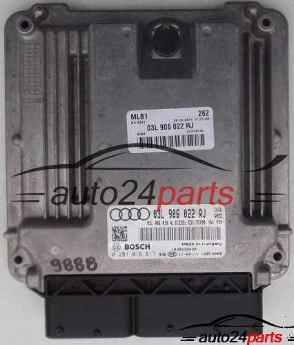 MOTORSTEUERGERÄT ECU STEUERGERAT AUDI A4 2.0 TDI BOSCH 0 281 016 817, 0281016817, 03L 906 022 RJ, 03L906022RJ 