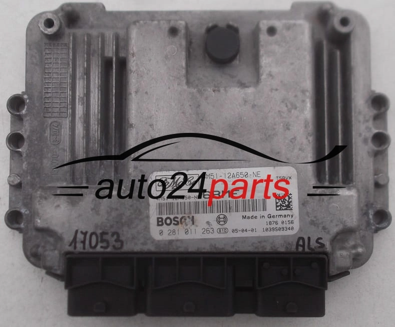 CALCULATEUR MOTEUR FORD FOCUS C-MAX 1.6 TDCI, BOSCH 0 281 011 263, 0281011263, FoMoCo 4M51-12A650-NE, 4M5112A650NE