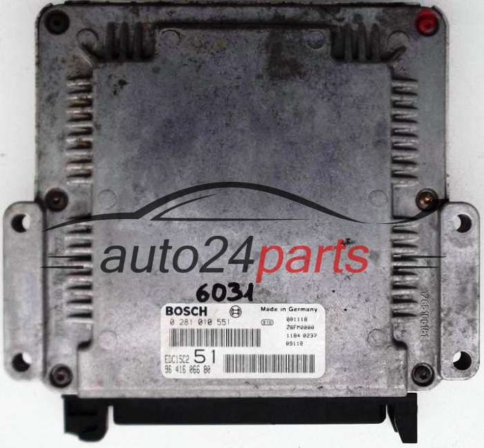 ECU ENGINE CONTROLLER PEUGEOT 306 2.0 HDI BOSCH 0281010551, 0 281 010 551, 9641606680, 96 416 066 80, EDC15C2 51 