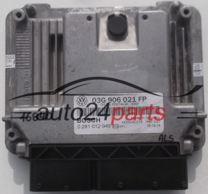 Μονάδα Ελέγχου Κινητήρα VW VOLKSWAGEN GOLF 2.0 TDI BOSCH 0 281 012 949,  03G 906 021 FP, 03G906021FP