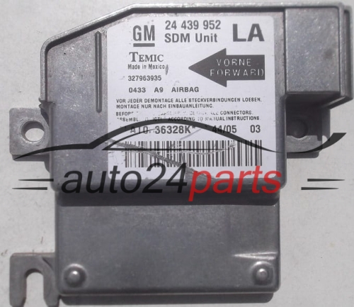 Unidade de controle do airbag OPEL CORSA C GM 24 439 952 LA Temic 327963935 