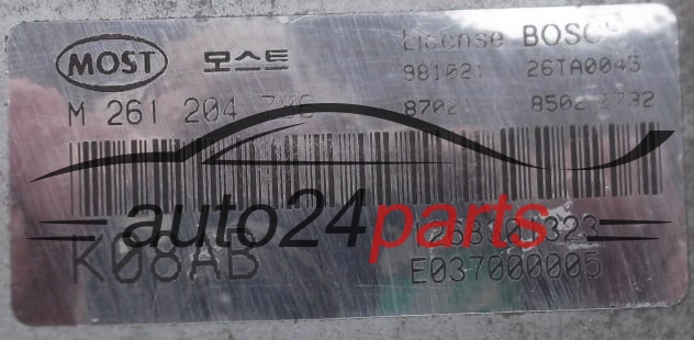 Motorsteuergerät KIA SPORTAGE BOSCH M261204786 0261204786 K08AB 1268301323