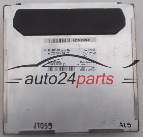 ECU CENTRALITA DE MOTOR MERCEDES W208 SIEMENS 5WK9 0366 3, 5WK90366, A 026 545 48 32, A0265454832