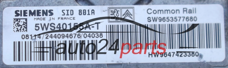 CALCULATEUR MOTEUR CITROEN BERLINGO PEUGEOT PARTNER 2.0 HDI SIEMENS 5WS40155AT, SW9653577680 HW9647423380