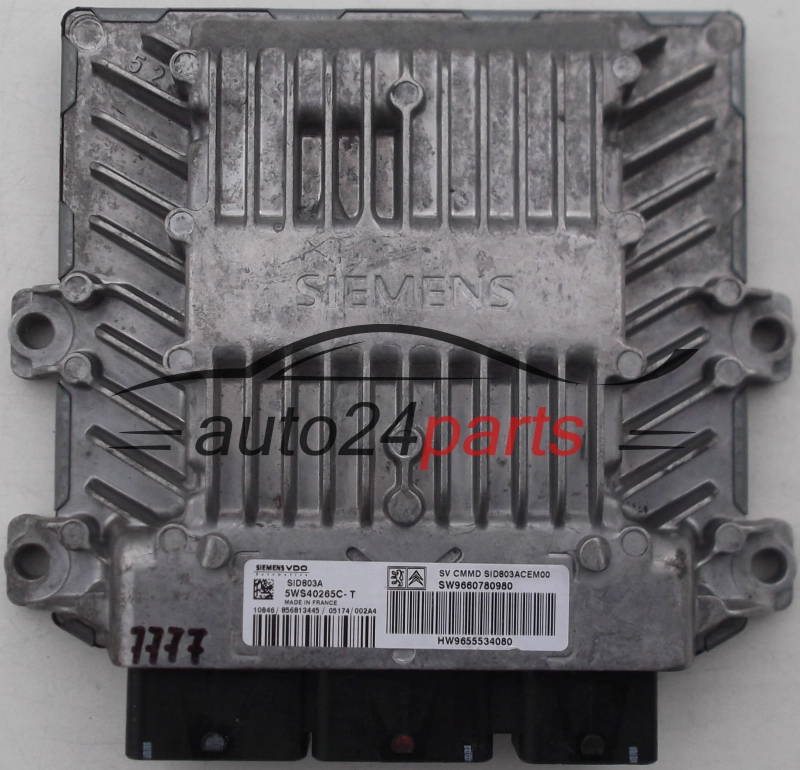CENTRALINA DO MOTORE PEUGEOT 407, CITROEN C4 2.0 HDI, SIEMENS VDO 5WS40265C-T