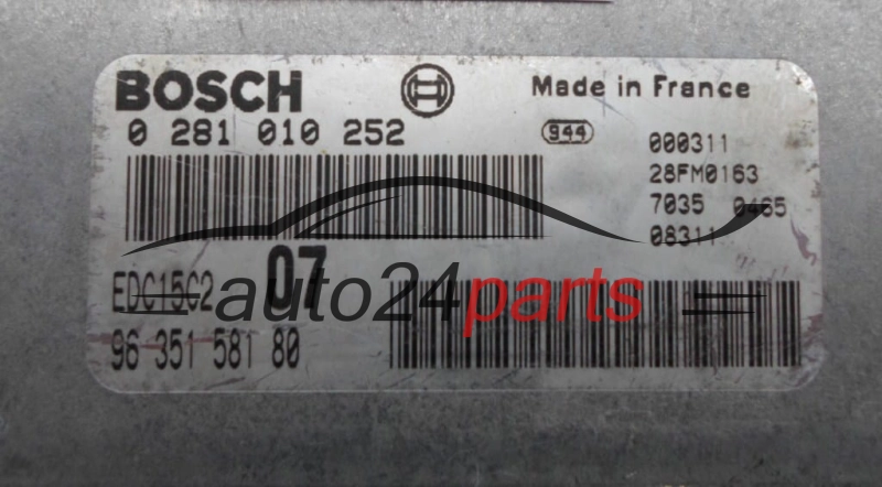 PEUGEOT 307 2.0 HDI BOSCH  96 351 581 80