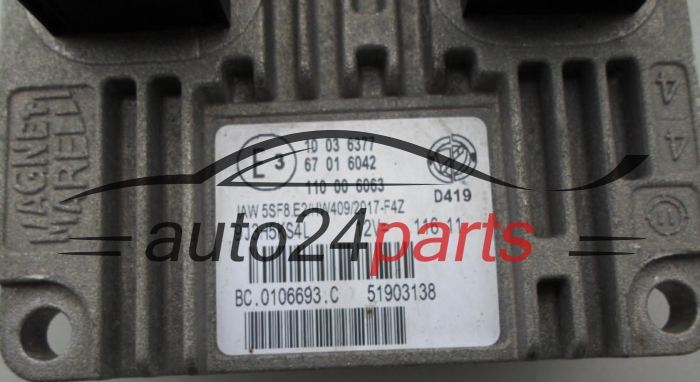 CALCULATEUR MOTEUR FIAT 500 1.2 Magneti Marelli IAW5SF8E2, 51903138, BC.0106693.C