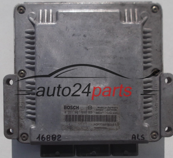 CENTRALINA DO MOTORE RENAULT ESPACE 2.2 DCI BOSCH 0 281 001 999, 0281001999, HOM7700104407,  7700114854