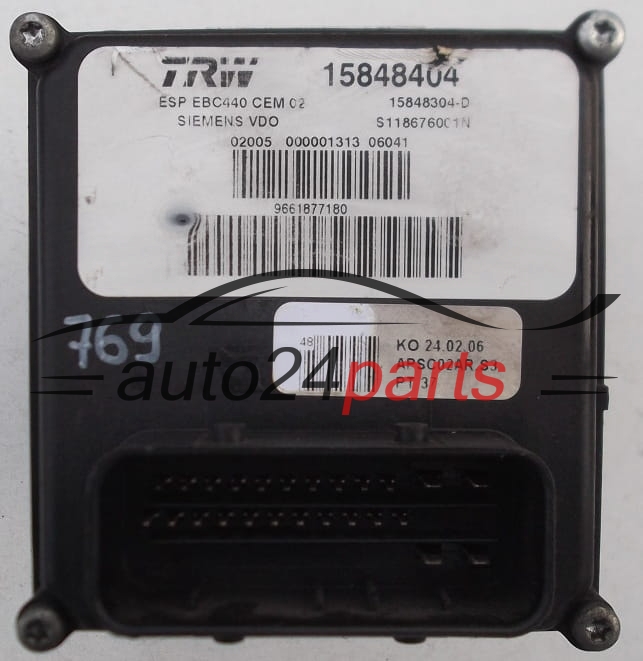 BOMBA HIDRAULICA Y CENTRALITA ABS PEUGEOT 407 SIEMENS VDO S118676001N, TRW 15848404, 15848304D, 9661877180