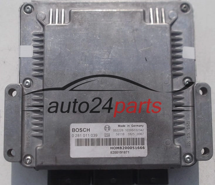 Μονάδα Ελέγχου Κινητήρα RENAULT KANGOO 1.9 DCI BOSCH 0 281 011 039, 0281011039, HOM8200051666, 8200051666, 8200191871