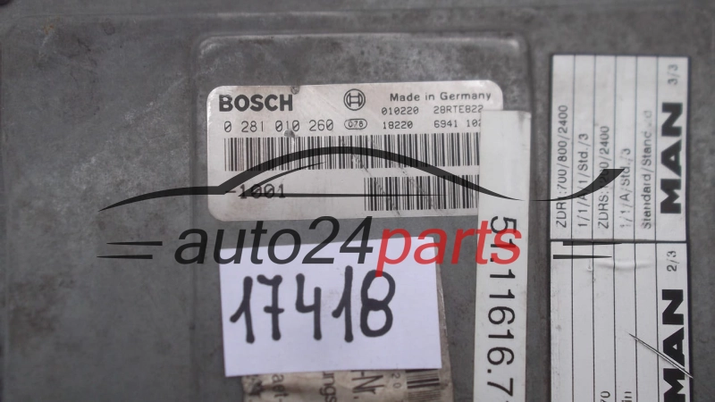ECU CENTRALITA DE MOTOR MAN L2000 BOSCH 0 281 010 260, 0281010260 