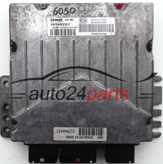 Μονάδα Ελέγχου Κινητήρα CITROEN C5 2.0 HDI SIEMENS 5WS40023E-T, 5WS40023ET, SW 9646529580, HW 9644302380