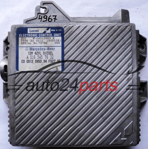 ECU ENGINE CONTROLLER MERCEDES W202 W210 C220 2.2 DIESEL LUCAS R04010009D, R 04010009 D, R04010009B, R 04010009 B, 80553B, ED0012 80553D, A0165457632, 0165457632, A 016 545 76 32