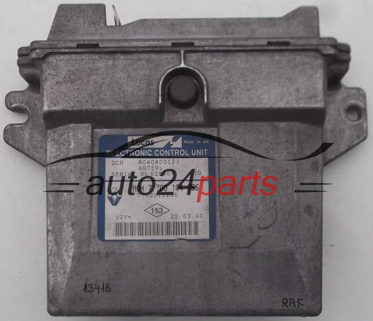 KOMPUTER STEROWNIK SILNIKA RENAULT KANGOO 1.9 D R04080012J, HOM 7700 104 956, HOM7700104956, 7700104956
