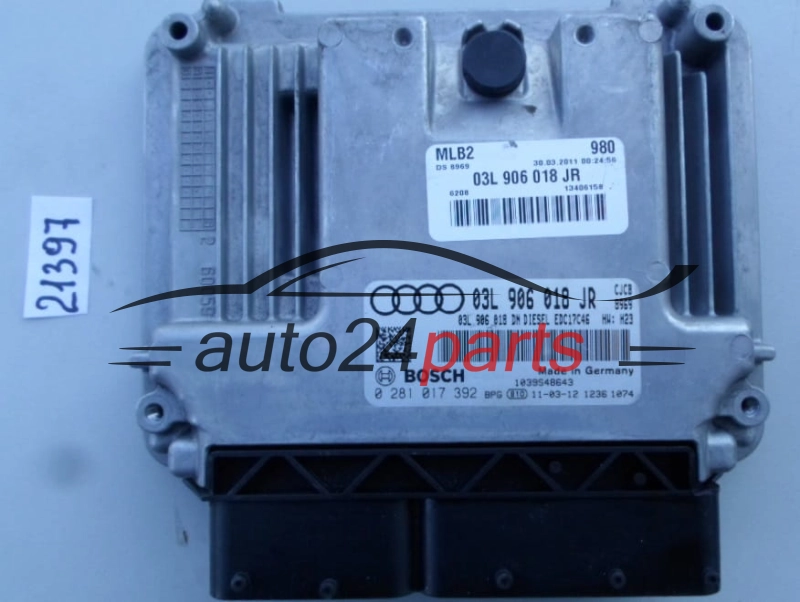 KOMPUTER STEROWNIK SILNIKA AUDI A4 S4 2.0 TDI BOSCH 0 281 017 392, 0281017392, 03L 906 018 JR, 03L906018JR 
