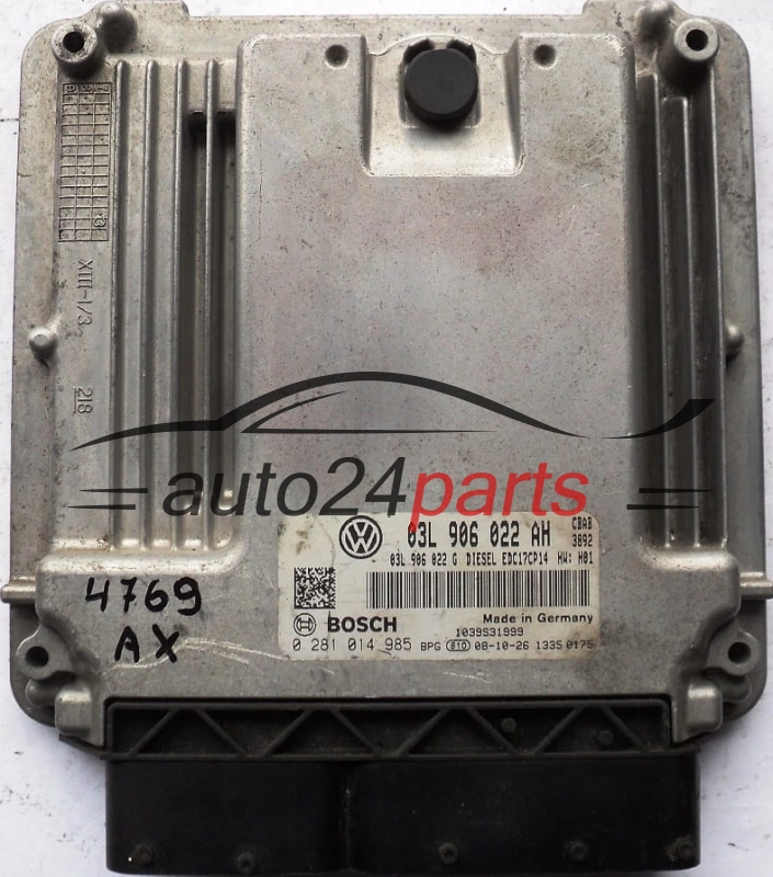 Μονάδα Ελέγχου Κινητήρα VOLKSWAGEN GOLF 2.0 TDI BOSCH 0 281 014 985, 0281014985, 03L 906 022 AH, 03L906022AH, 03L 906 022 G, 03L906022G, EDC17CP14