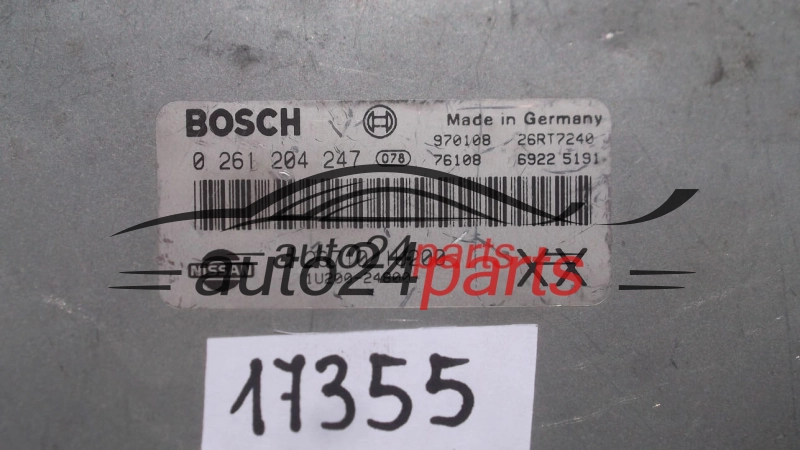 MOTORSTEUERGERÄT ECU STEUERGERAT NISSAN MICRA 1.3 BOSCH 0 261 204 247, 0261204247, 23710-1U200,  1U200-24800, 1U20024800 XX