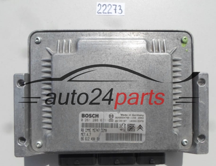 KOMPUTER STEROWNIK SILNIKA PEUGEOT, CITROEN, BOSCH 0 261 208 671, 0261208671, 96 612 490 80, 9661249080, ME7.4.7, ME747