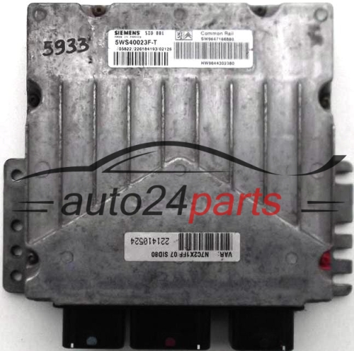 CENTRALINA MOTORE CITROEN C5 2.0 HDI SIEMENS 5WS40023F-T, 5WS40023FT, SW 9647166880, HW 9644302380