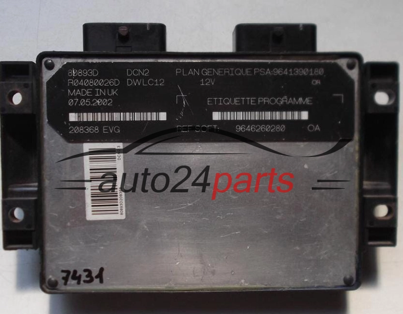 Μονάδα Ελέγχου Κινητήρα PEUGEOT PARTNER 1.9 D LUCAS R04080026D, PSA 9641390180, SOFT 9646260280, DCN2, DWLC12