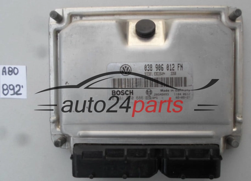  SEAT LEON TOLEDO 1.9 TDI ALH 038 906 012 FN, 038906012FN, BOSCH 0 281 010 686, 0281010686, 28SA5093 DIESEL EDC15UM+ 3358 
