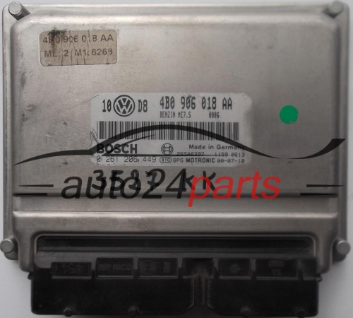 ECU CENTRALITA DE MOTOR VW VOLKSWAGEN PASSAT 1.8T 1.8 TURBO QUATTRO 4B0906018AA, 4B0 906 018 AA, BOSCH 0261206449, 0 261 206 449, BENZIN ME7.5 0006 26SA639