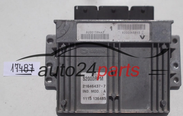 KOMPUTER STEROWNIK SILNIKA RENAULT LAGUNA 1.8 21646437-7, 1093 034122, 1093034122, S2000RPM, 8200158443, 8200045893