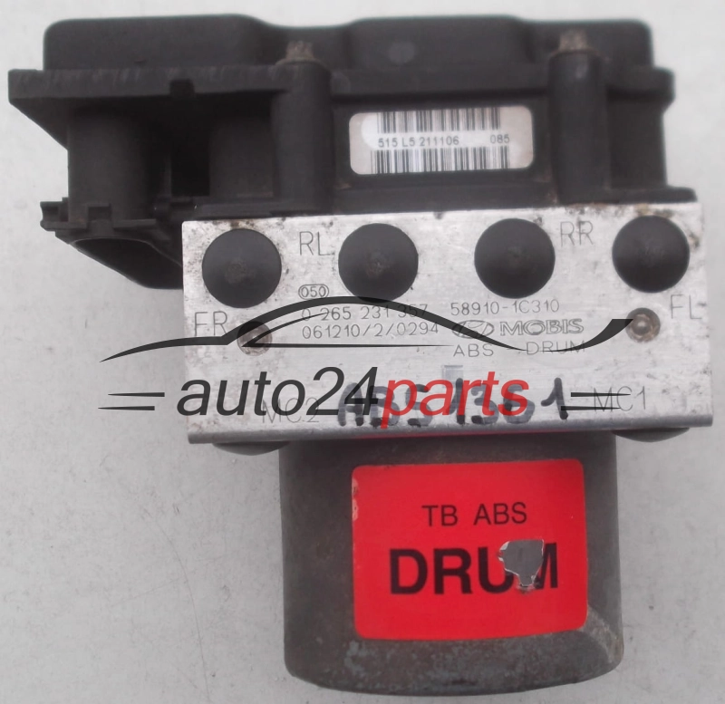 ABS CENTRALINA POMPA HYUNDAI GETZ BOSCH 0 265 231 357, 0265231357, 58910-1C310, 589101C310, 0 265 800 389, 0265800389
