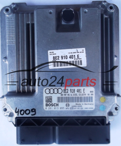 KOMPUTER STEROWNIK SILNIKA AUDI A6 2.7 TDI 8E2910401E, 8E2 910 401 E, 8E0907401AL, 8E0 907 401 AL, BOSCH 0281013095, 0 281 013 095 DIESEL EDC16CP34