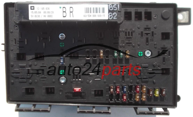 SKRZYNKA ELEKTRYCZNA PRZEKAŻNIKÓW I BEZPIECZNIKÓW MODUŁ NADWOZIA CENTRALKA KOMFORTU BSI OPEL GM 13 145 036 BR HELLA 5DK 008 668-15