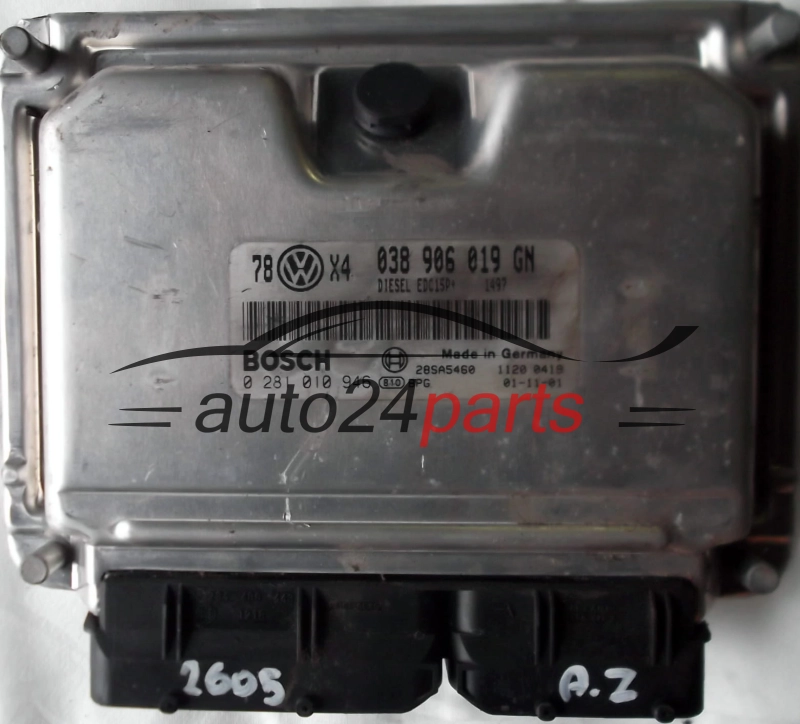 KOMPUTER STEROWNIK SILNIKA VW VOLKSWAGEN PASSAT 1.9 TDI 038906019GN, 038 906 019 GN, BOSCH 0 281 010 946, 0281010946, DIESEL EDC15P+ 1497, 28SA5460