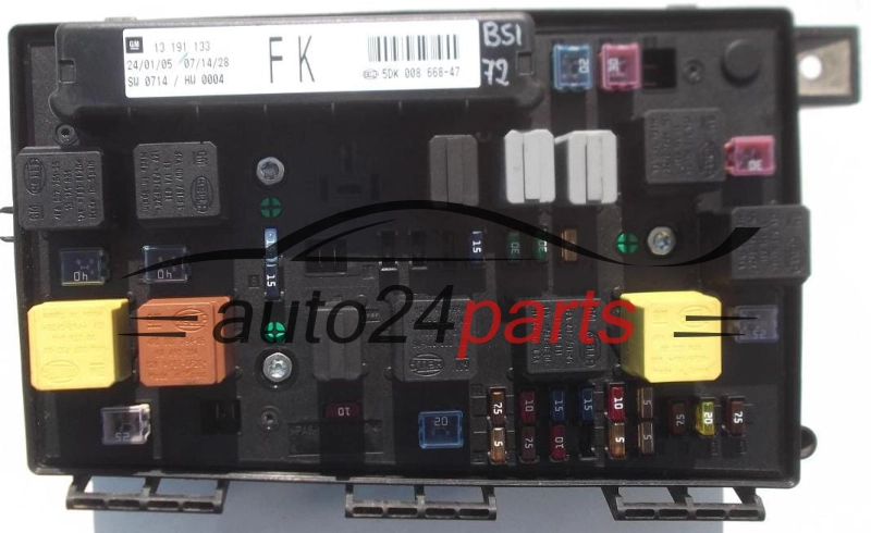SKRZYNKA ELEKTRYCZNA PRZEKAŻNIKÓW I BEZPIECZNIKÓW MODUŁ NADWOZIA CENTRALKA KOMFORTU BSI OPEL ASTRA H ZAFIRA B 13191133 FK
