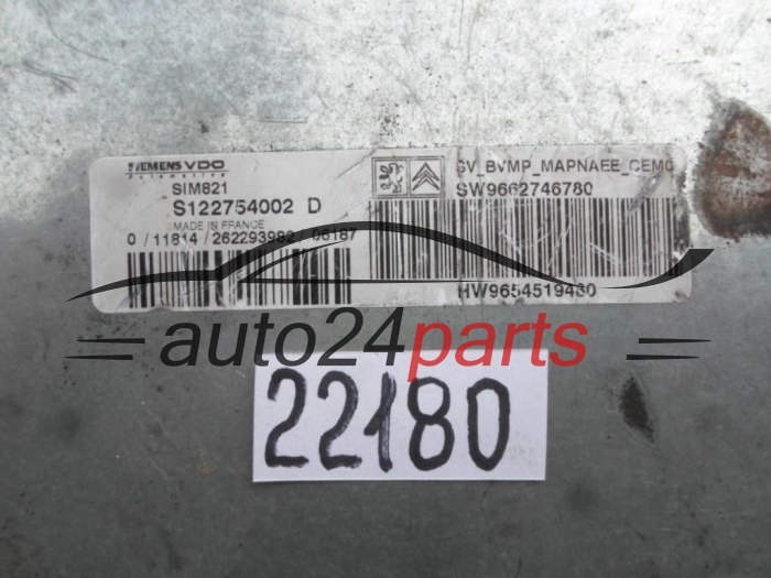 Calculateur de boîte automatique  Citroen Peugeot S122754002D 9662746780 SIM821