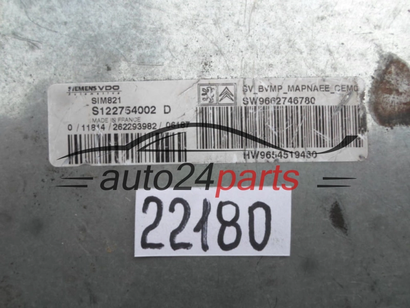 Μονάδα Ελέγχου Αυτόματου Κιβωτίου  Citroen Peugeot S122754002D 9662746780 SIM821