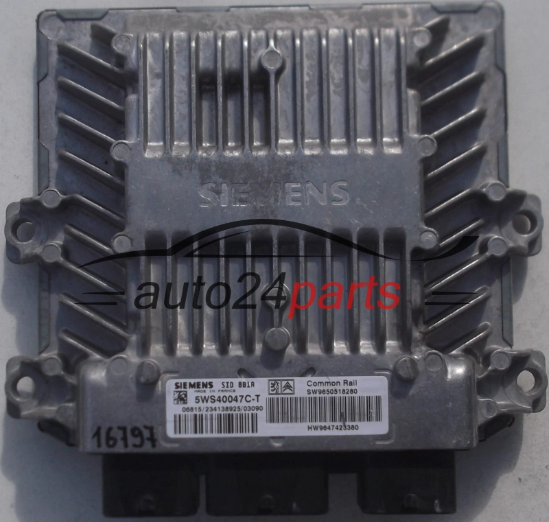 Μονάδα Ελέγχου Κινητήρα CITROEN C5 2.0 HDI SIEMENS 5WS40047C-T, 5WS40047CT, SW9650518280, HW9647423380