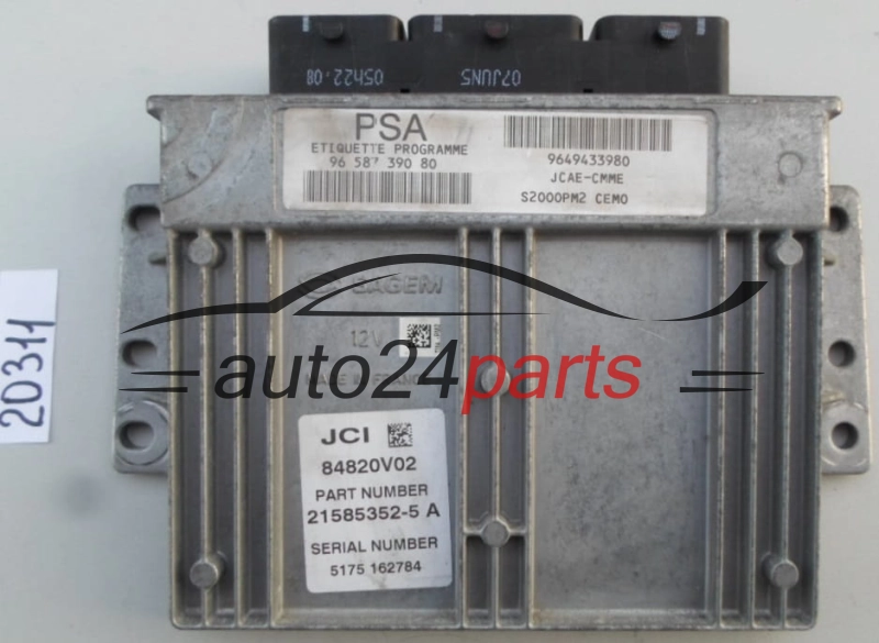 KOMPUTER STEROWNIK SILNIKA CITROEN 1.4 21585352-5 A, 215853525, 96 587 390 80, 9658739080 